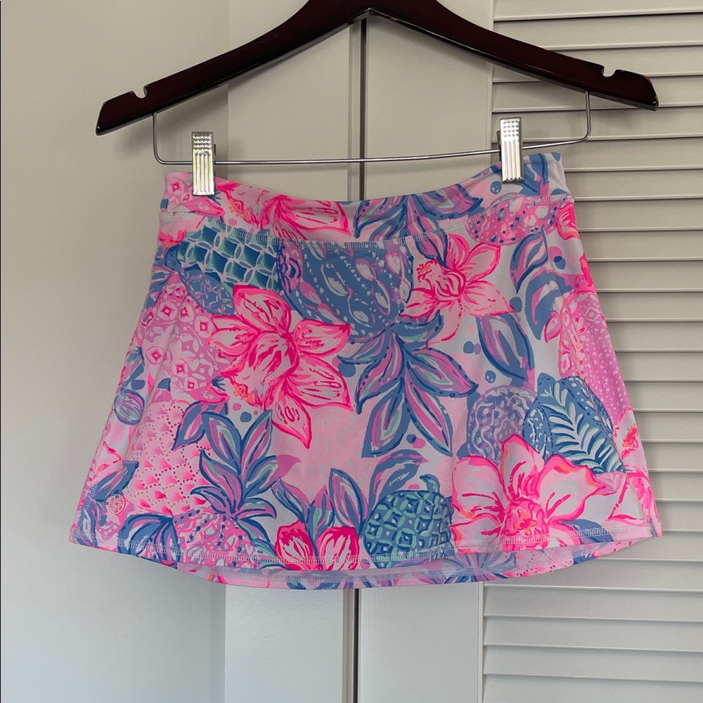 Lilly Pulitzer Pink and Blue Floral Skater Skirt